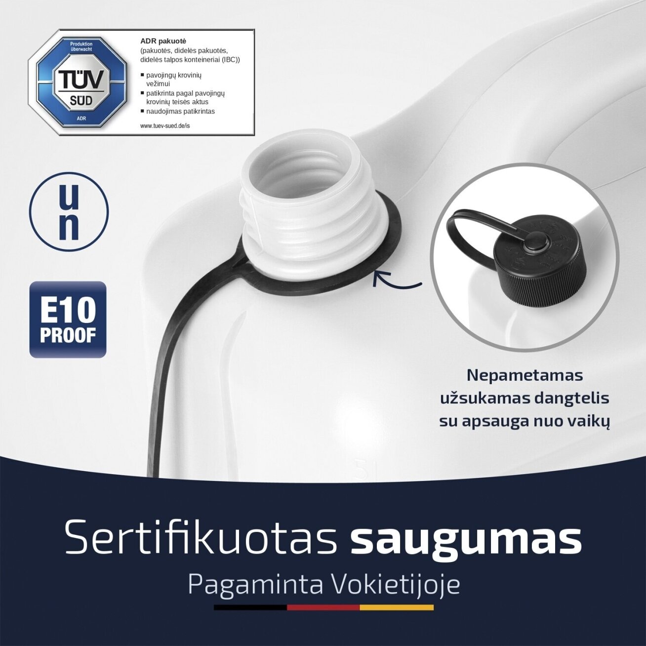 Plastikinis kuro bakelis 5 L hünersdorff, permatomas (UN, E10) 2 Plastikinis kuro bakelis 5 L hünersdorff, permatomas (UN, E10) 2