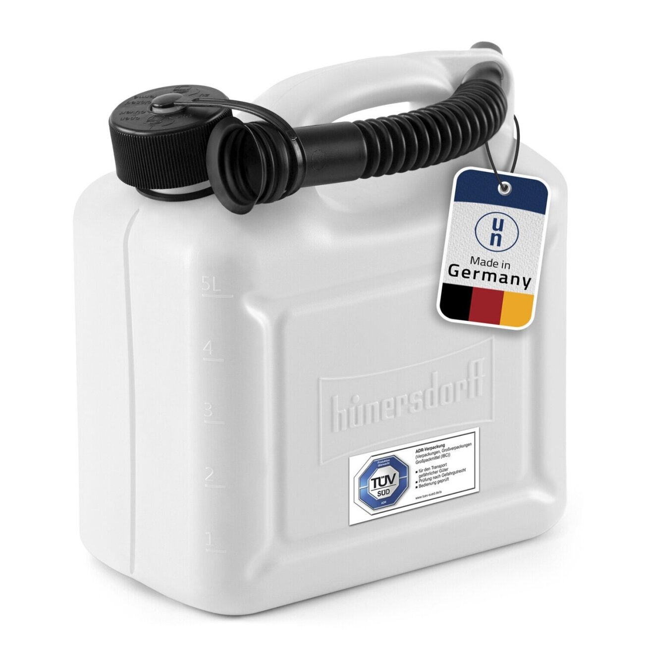 Plastikinis kuro bakelis 5 L hünersdorff, permatomas (UN, E10) Plastikinis kuro bakelis 5 L hünersdorff, permatomas (UN, E10)